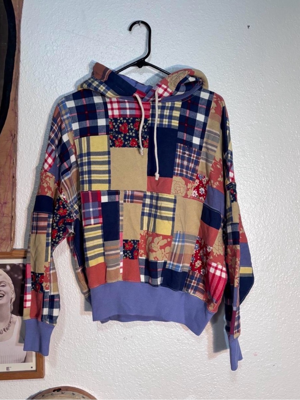 Ralph Lauren Patchwork Plaid Crewneck Hoodie - Navy, Red, Mustard, Tan, Cream